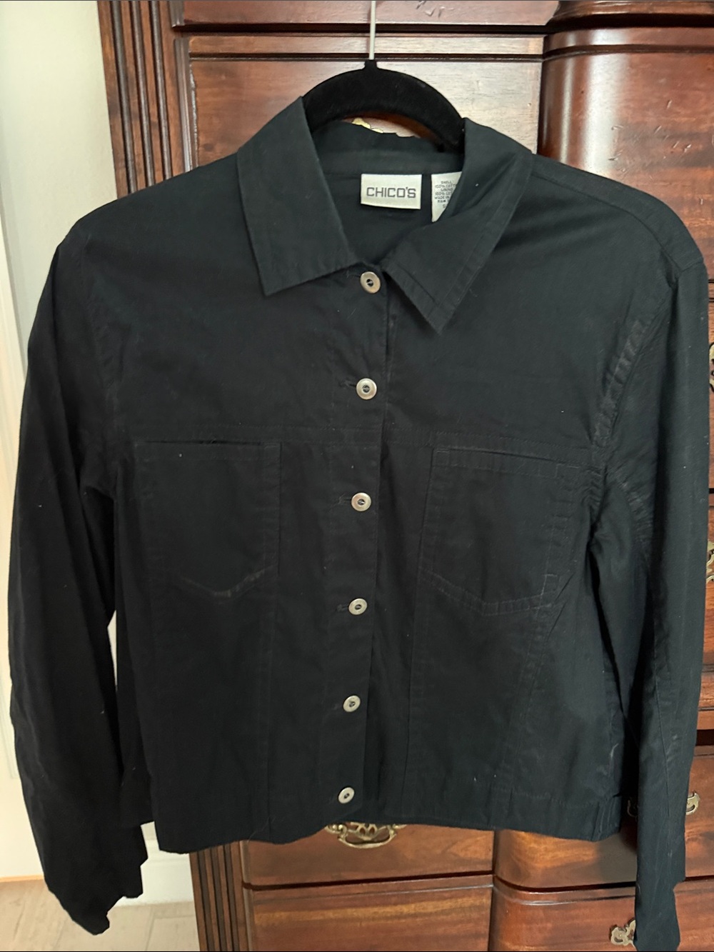 Chico's Black Button-Front Jean Jacket